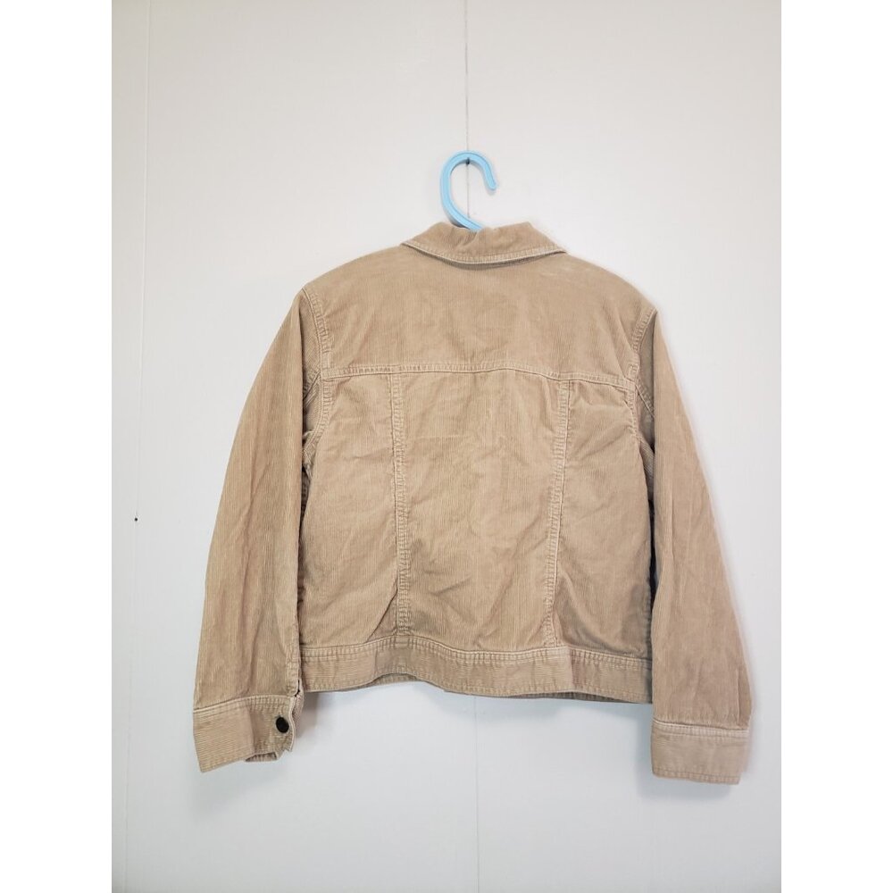 Ann Taylor Loft Womens Petite 12P Trucker Jacket Corduroy Tan 100% Cotton Button - Picture 2 of 5